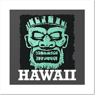 Hawaii Tiki (with White Lettering) Posters and Art